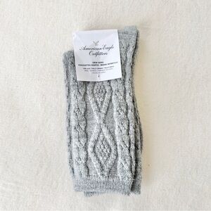 American Eagle Crew Cable Knit Socks – Grey with Silver Sparkle – NWT